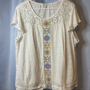 Sundance | Embroidered Linen Top Tribal Colorful